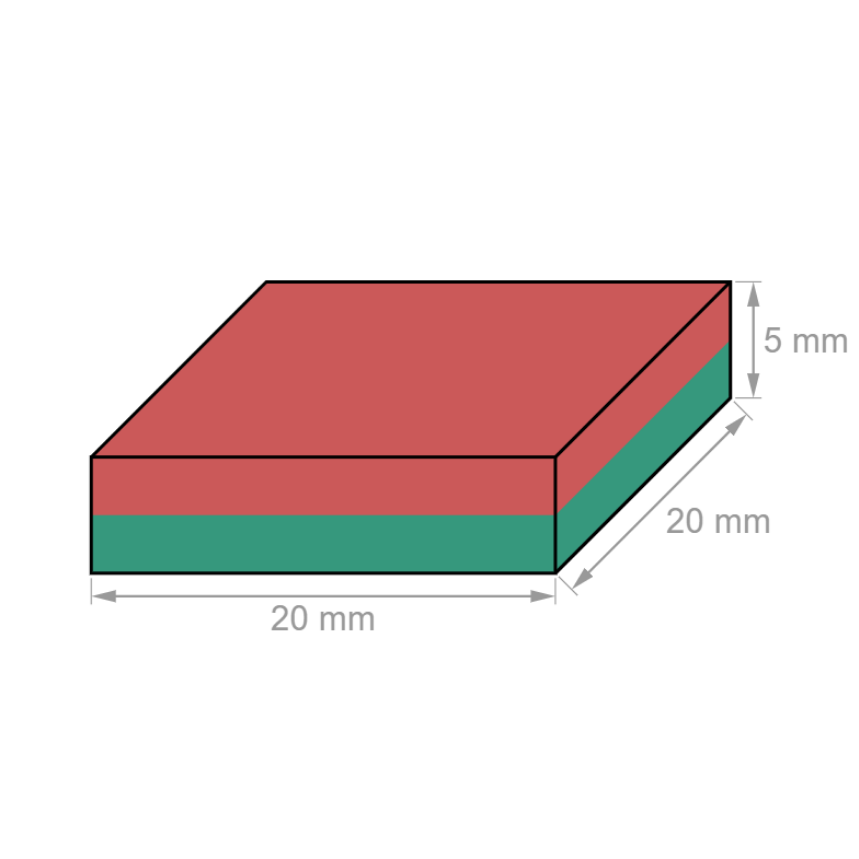 Íman em Bloco 20 x 20 x 5 mm