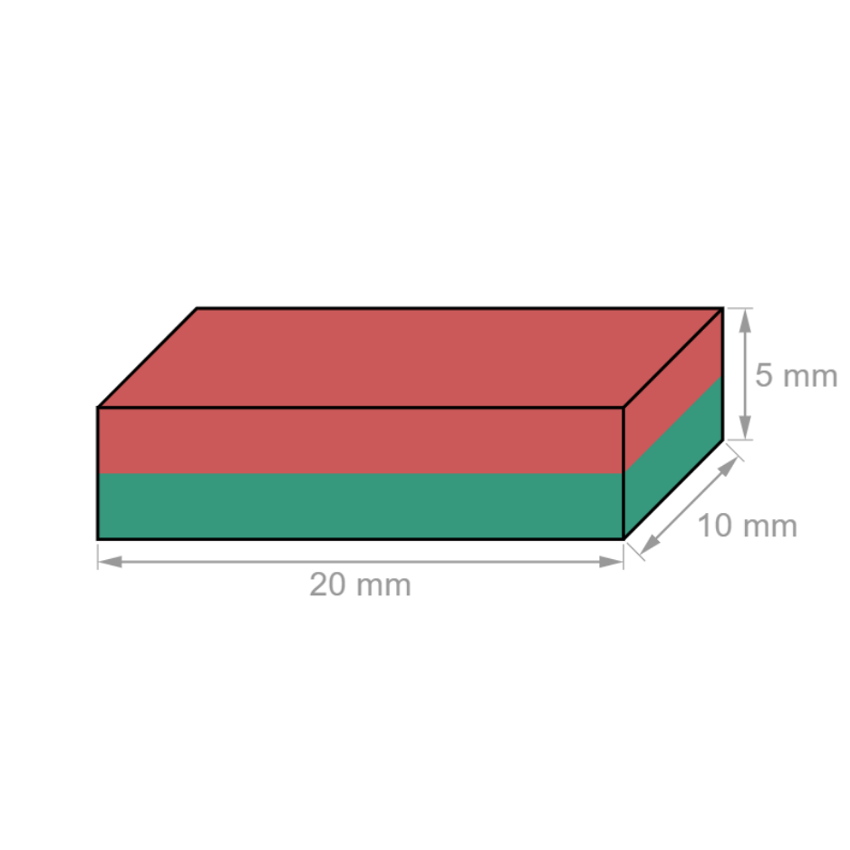 Íman em Bloco 20 x 10 x 5 mm
