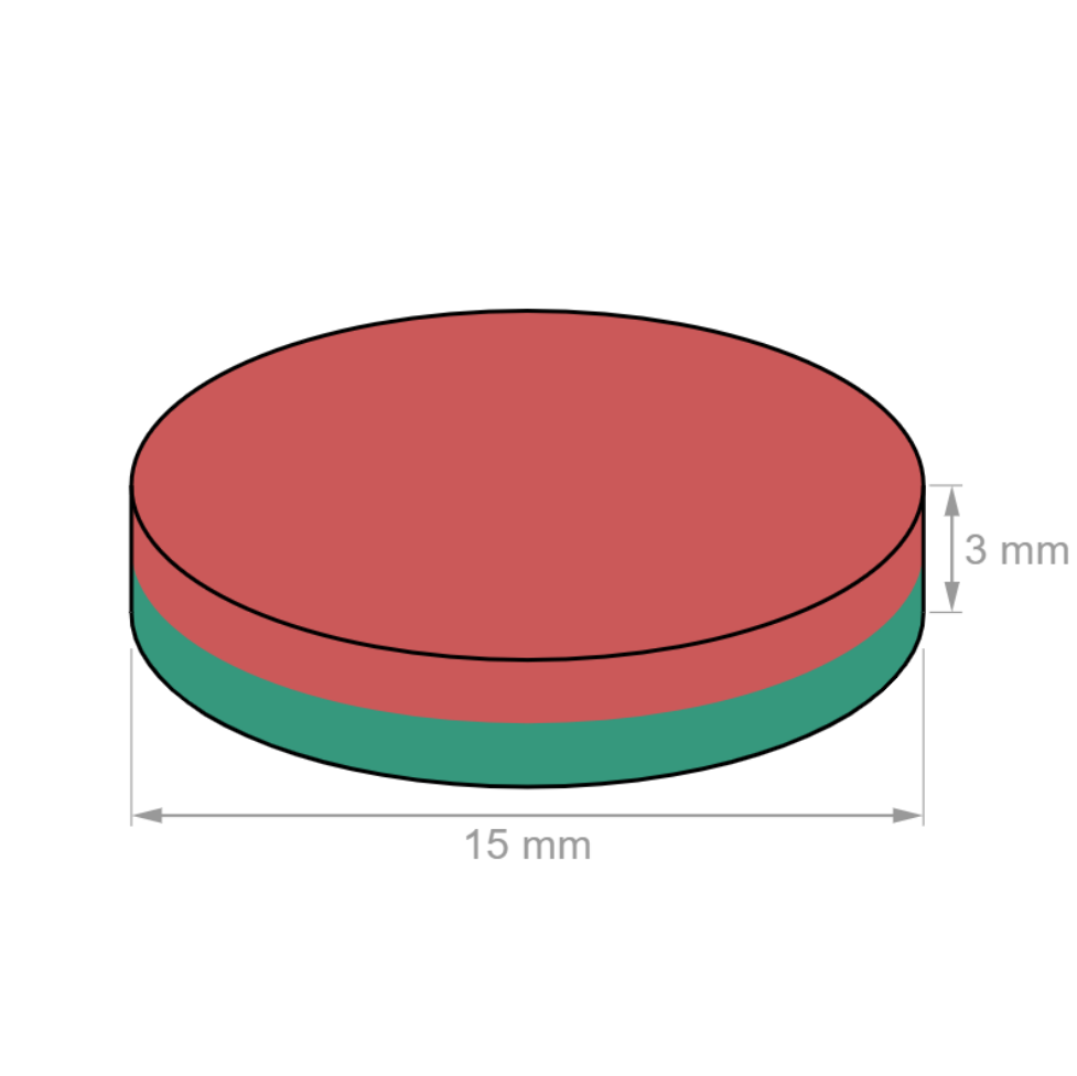 Íman em Disco Ø15 x 3 mm