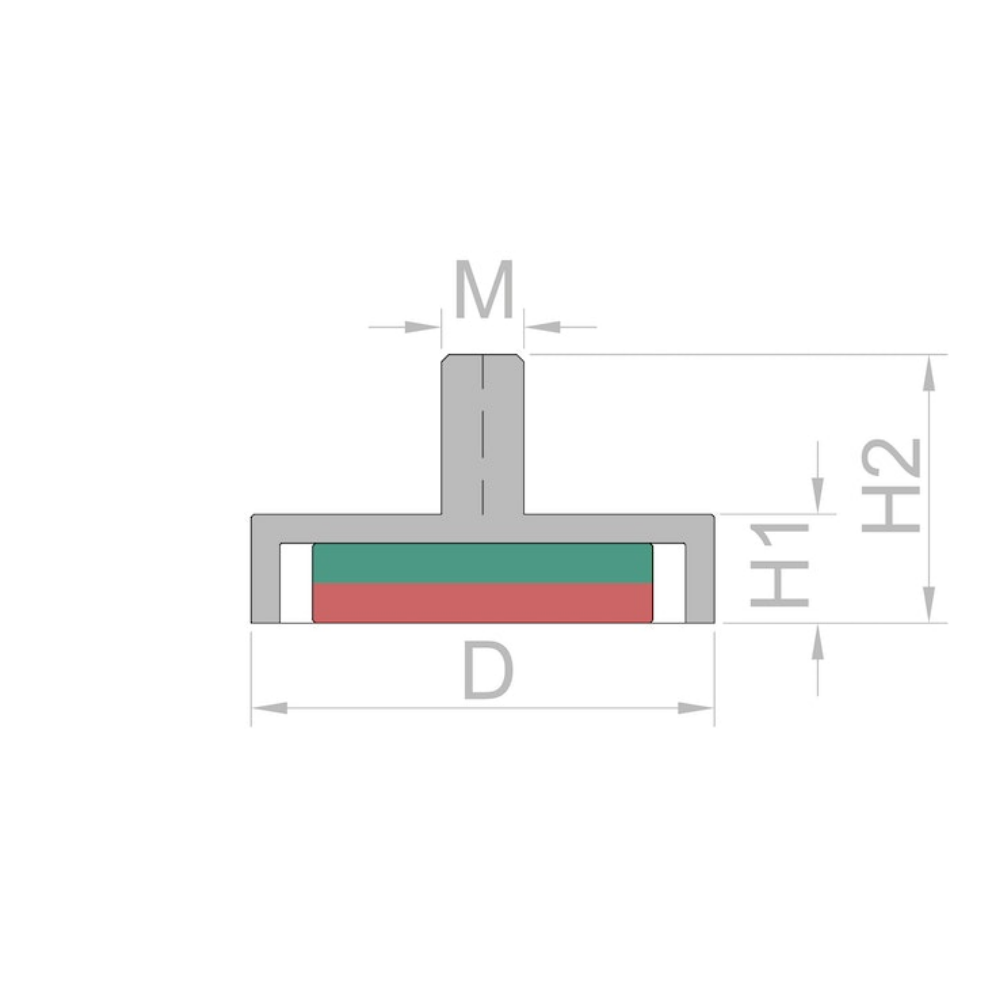 Íman em Recipiente com Rosca Ø60 mm