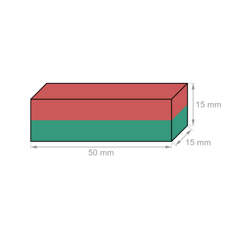 Íman em Bloco 50 x 15 x 15 mm