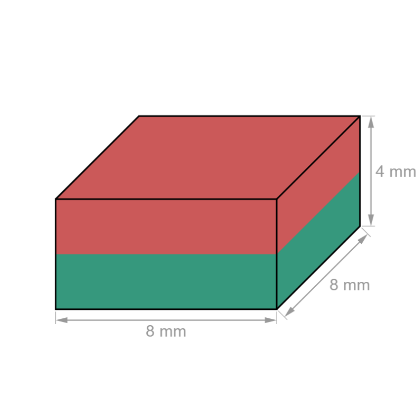 Íman em Bloco 8 x 8 x 4 mm