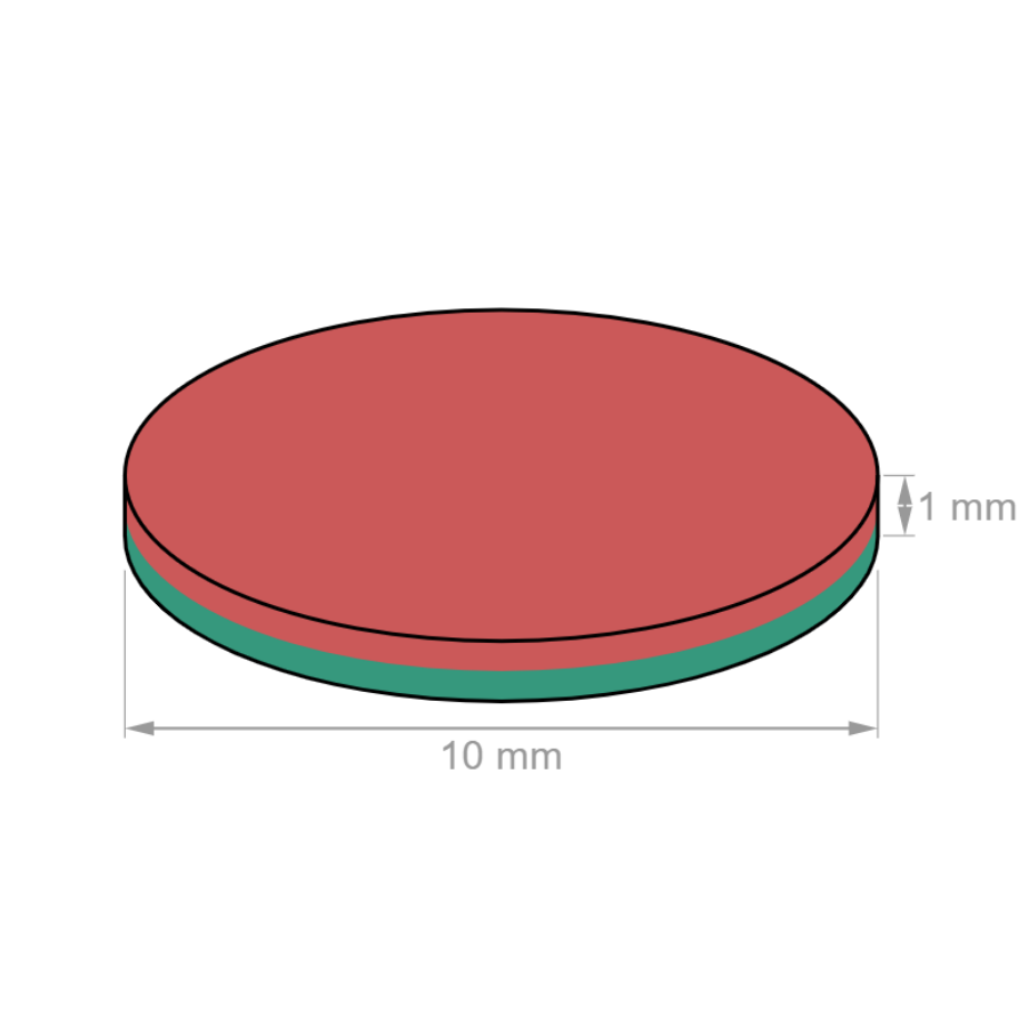 Íman em Disco Autoadesivo Ø10 x 1 mm