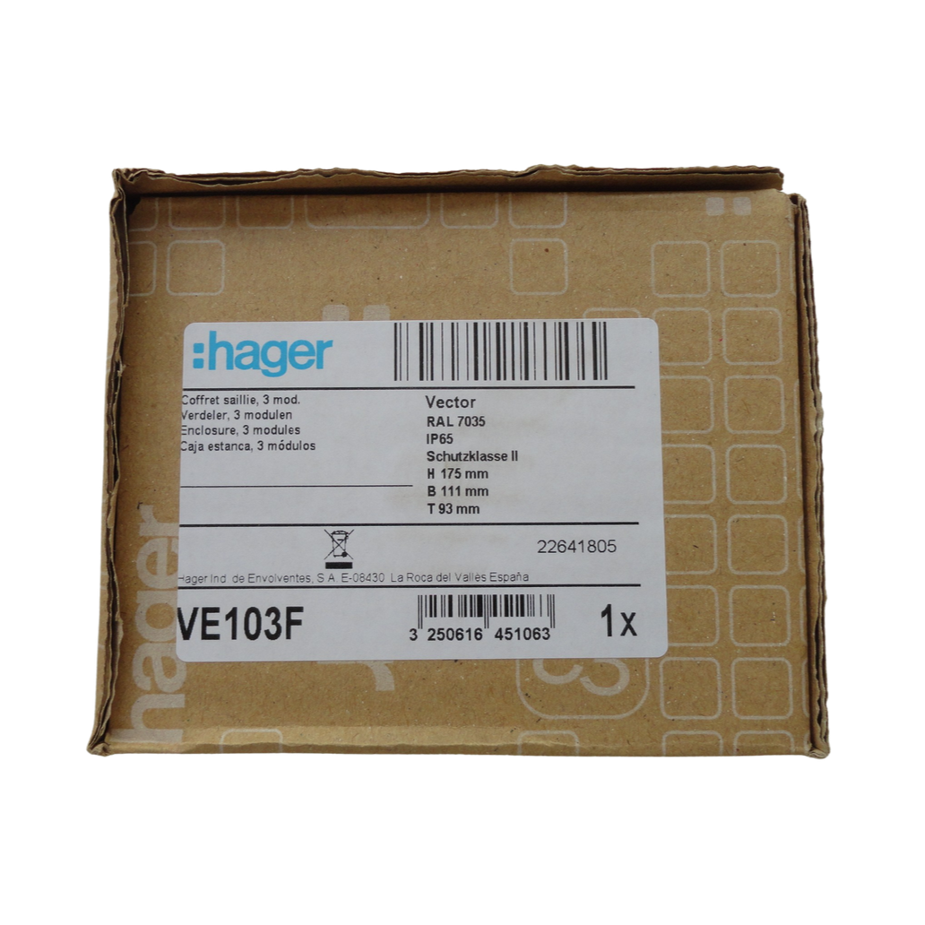 Quadro Estanque Hager 3 Módulos