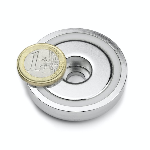 Íman em Recipiente com Furo Ø48 mm furo cilíndrico