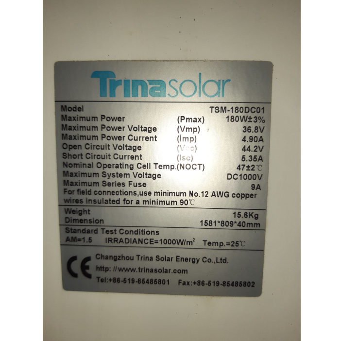 Módulo fotovoltaico Trina Solar de 180W