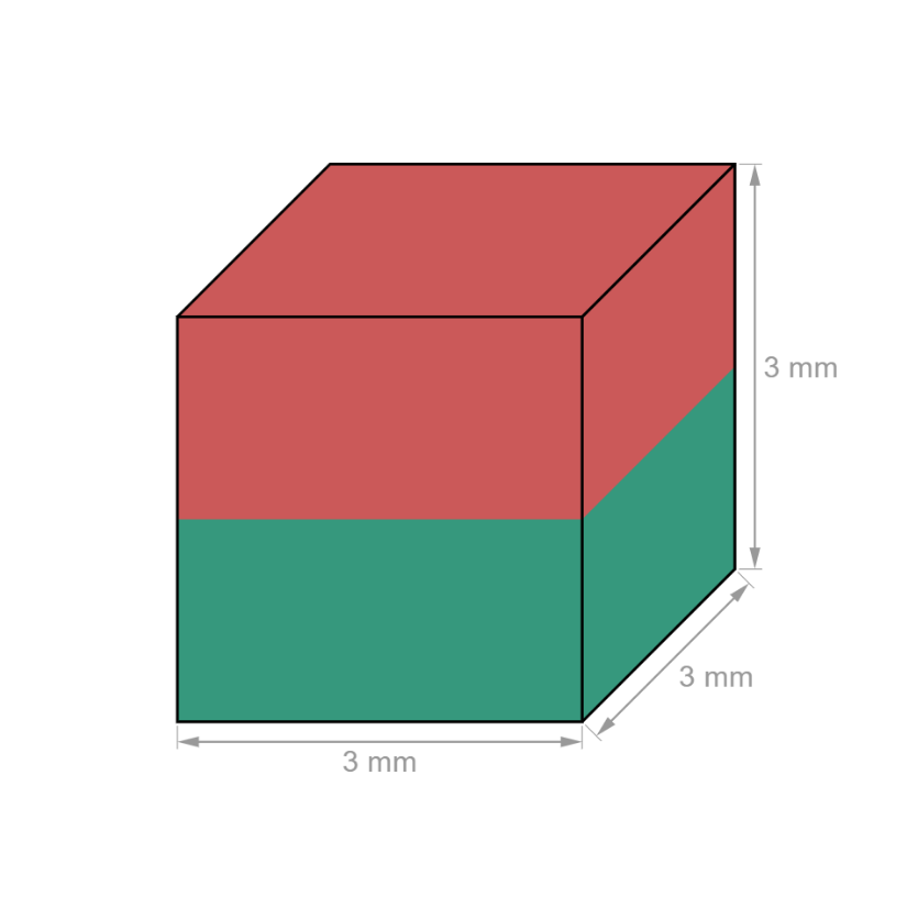 Íman em Cubo 3 mm