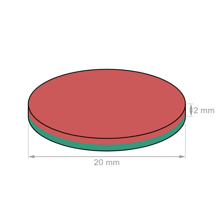 Íman em Disco Autoadesivo Ø20 x 2 mm